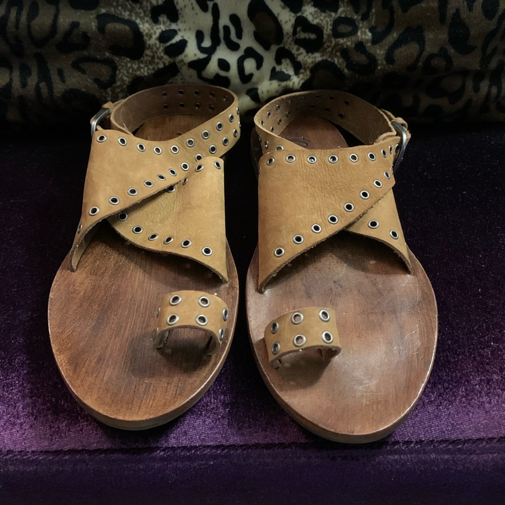 Free People Tan Leather Sandals, Size 37